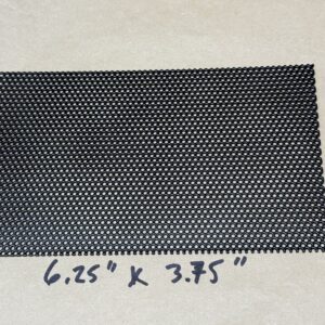 Black mesh fabric with small holes, labeled 6.25" x 3.75" on white paper.