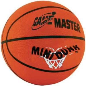 A basketball with the word game master on it.