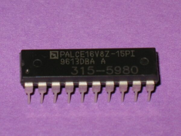 A small electronic chip with the product name on a purple background.