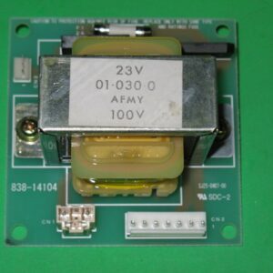 A 838-14104 Power supply board, Pod Racer with a label on it.