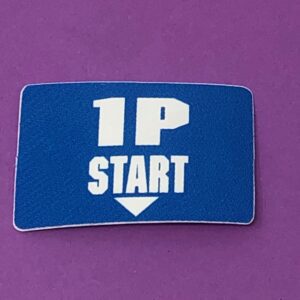 A blue sticker with the word 1 Player Start on it.