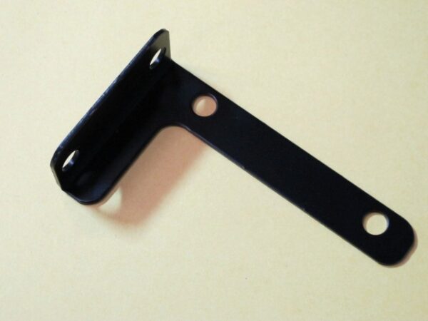 A black metal Bracket, joint Right on a table.