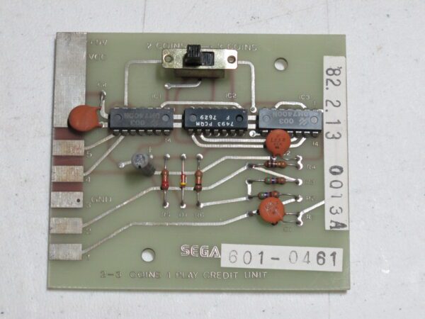 A NOS Credit Unit pcb with a number of electronic components on it.