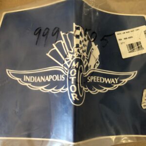 The Indianapolis Speedway decal is on a piece of paper.