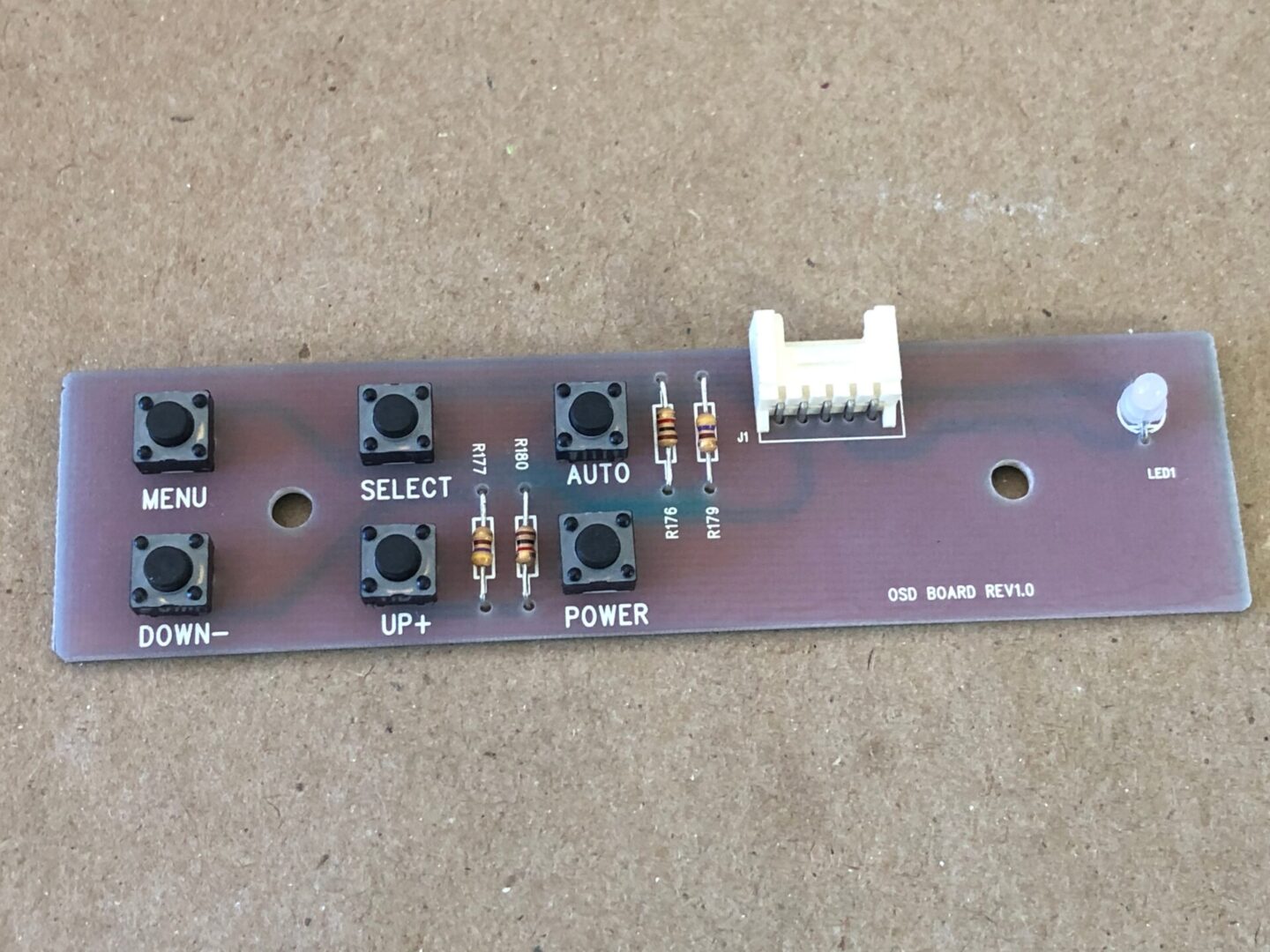 A Monitor Select Board with a number of buttons on it.