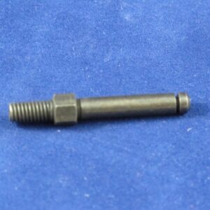 A black Actuating Pin bolt on a blue surface.