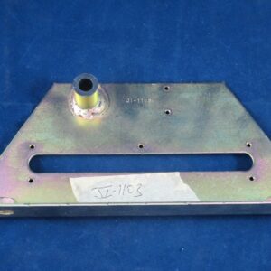 Metal bracket with a cylindrical protrusion and multiple mounting holes.
