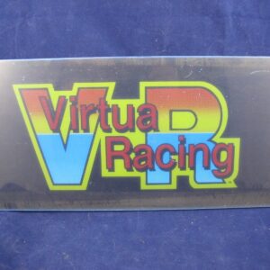 A sign with the Virtua Racing Marquee for upright seat back on it.