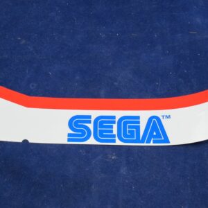 A white and blue Virtua Racing Marquee Decal SEGA on a blue background.