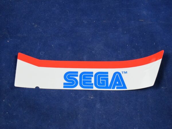 A white and blue Virtua Racing Marquee Decal SEGA on a blue background.