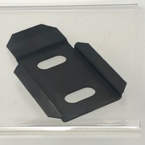 A black plastic Hook Bracket on a clear surface.