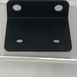 A black plastic Indy Deluxe bracket on a clear surface.