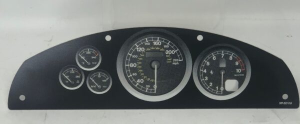 A Out Run 2 plastic decal with a number of gauges on it.