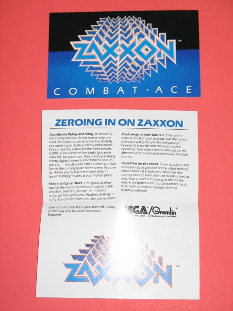 A Zaxxon Combat Ace Promo Mini Sheet with text and a logo.