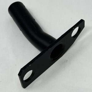 A black plastic weldment fitting on a white surface.